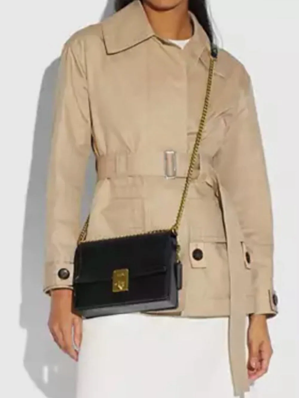 Coach Croc-Embossed Cream Crossbody with Black Trim